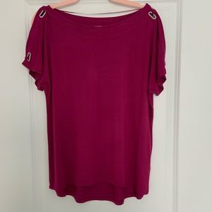 NWT Cable & Gauge Cranberry Short Sleeve Blouse Size L